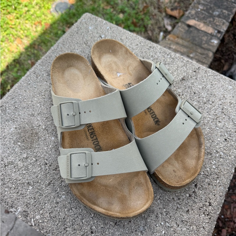 Birkenstock Light Gray/Green Double Strap Sandal